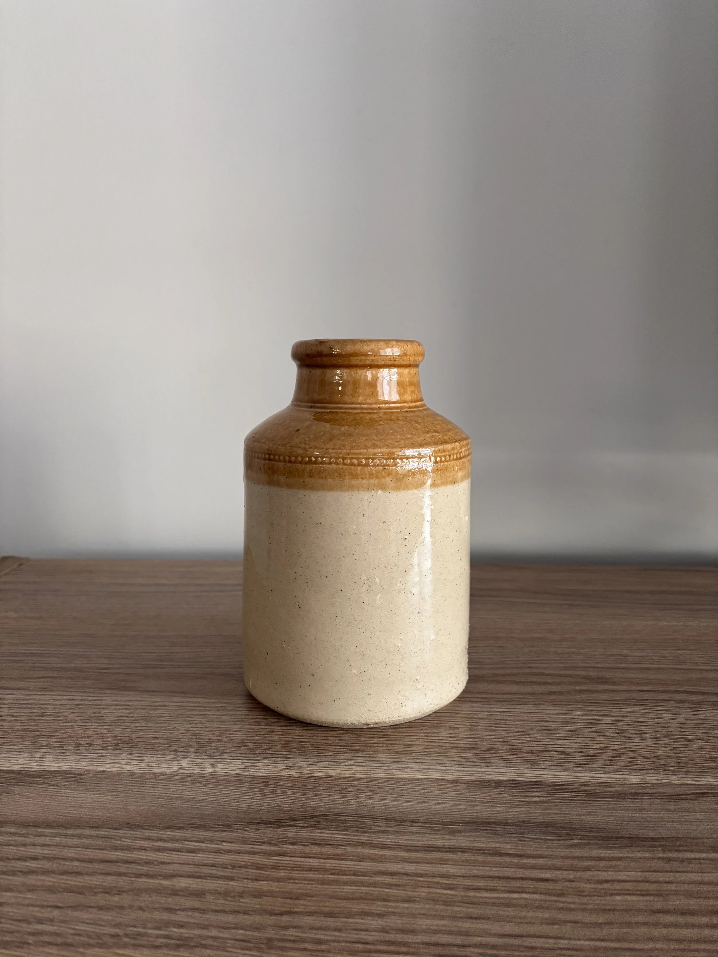 Antique Stoneware Two-toned Oyster Jar