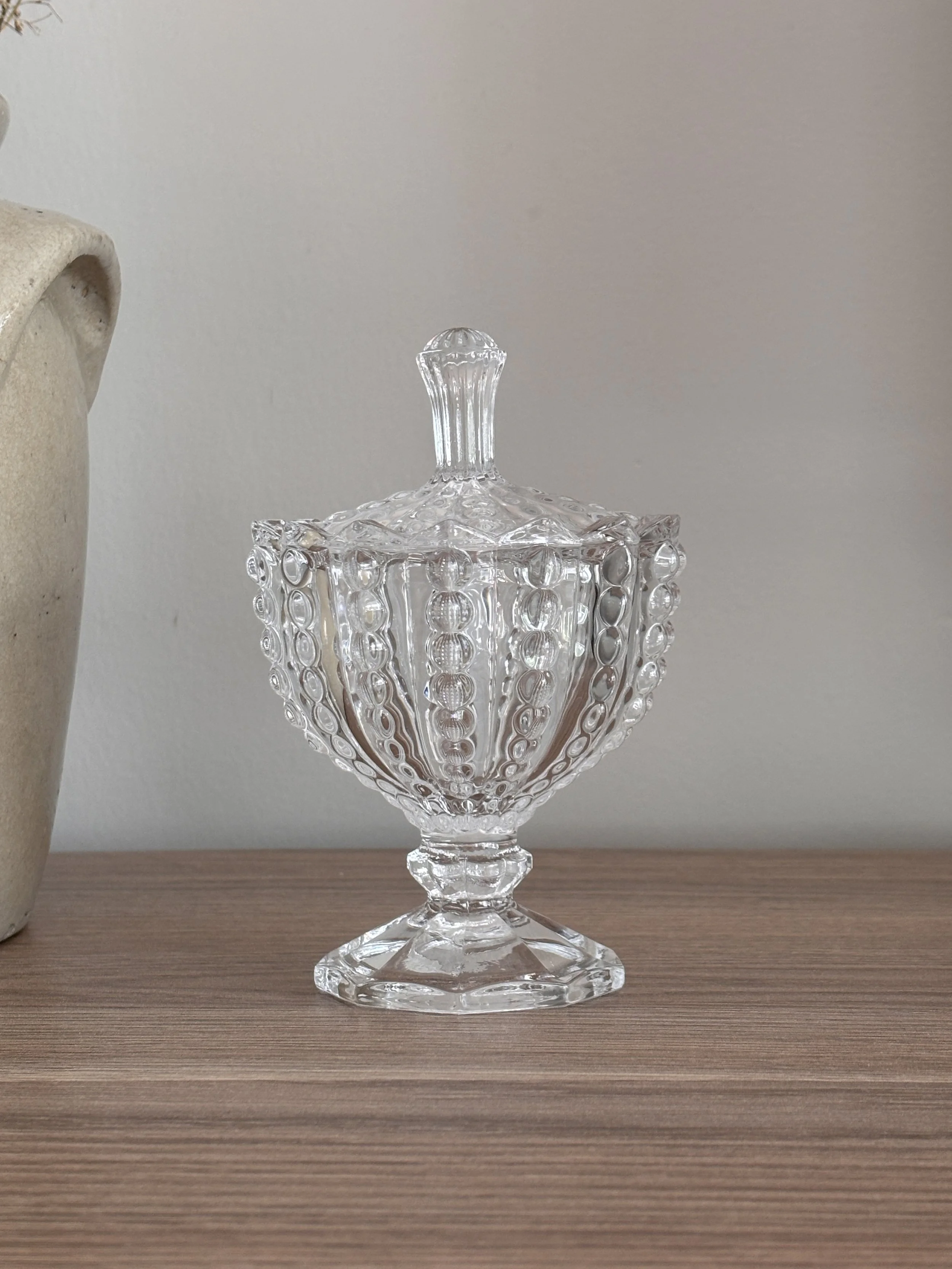 Vintage Crystal Glass Candy Trinket Dish