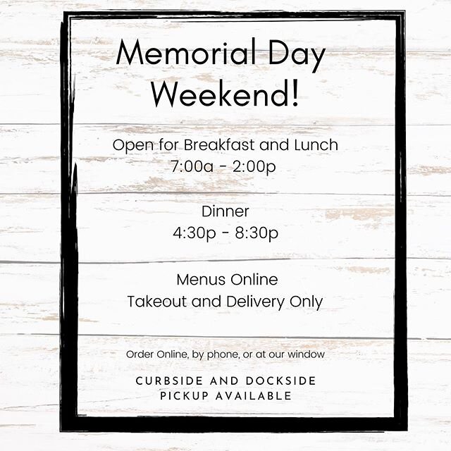 Memorial Day Weekend is finally here! It may a bit different this year, but the pancakes are still fluffy and the beaches are open. Check out our website for current menus, online ordering, and information on what we&rsquo;re doing to keep everyone h