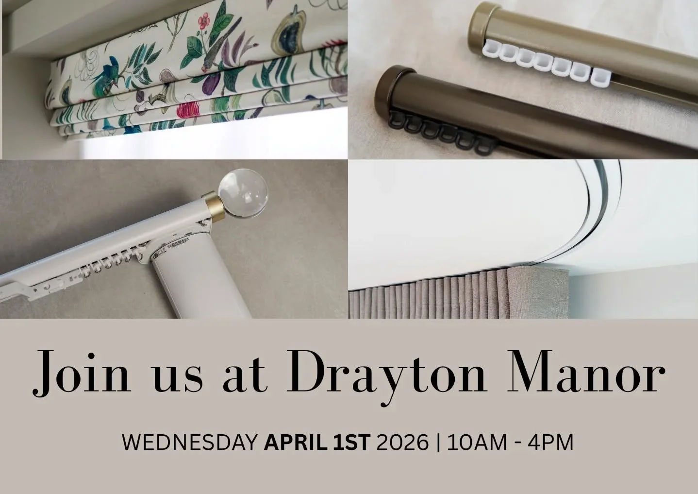 Head along to the Window Blind networking session on 1st April, where our team will be showcasing all our latest updates with our Somfy motorised collections!

10am-4pm |  Drayton Manor Resort, B78 3TW

#curtainsandblinds #tradeshow #blindmakers #rom