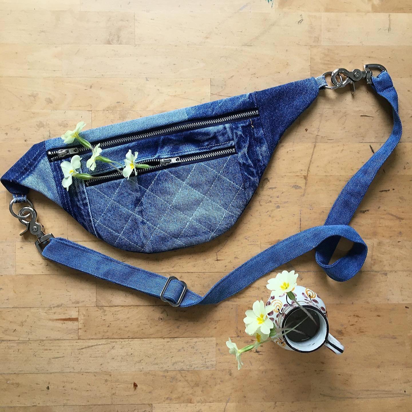 I&rsquo;ve just added the Original Jean Fly bag online. I make each one to order, so they all have unique details from the jeans that are recycled. Every one uses classic blue denim, which works well with any outfit- just like your favourite blue jea