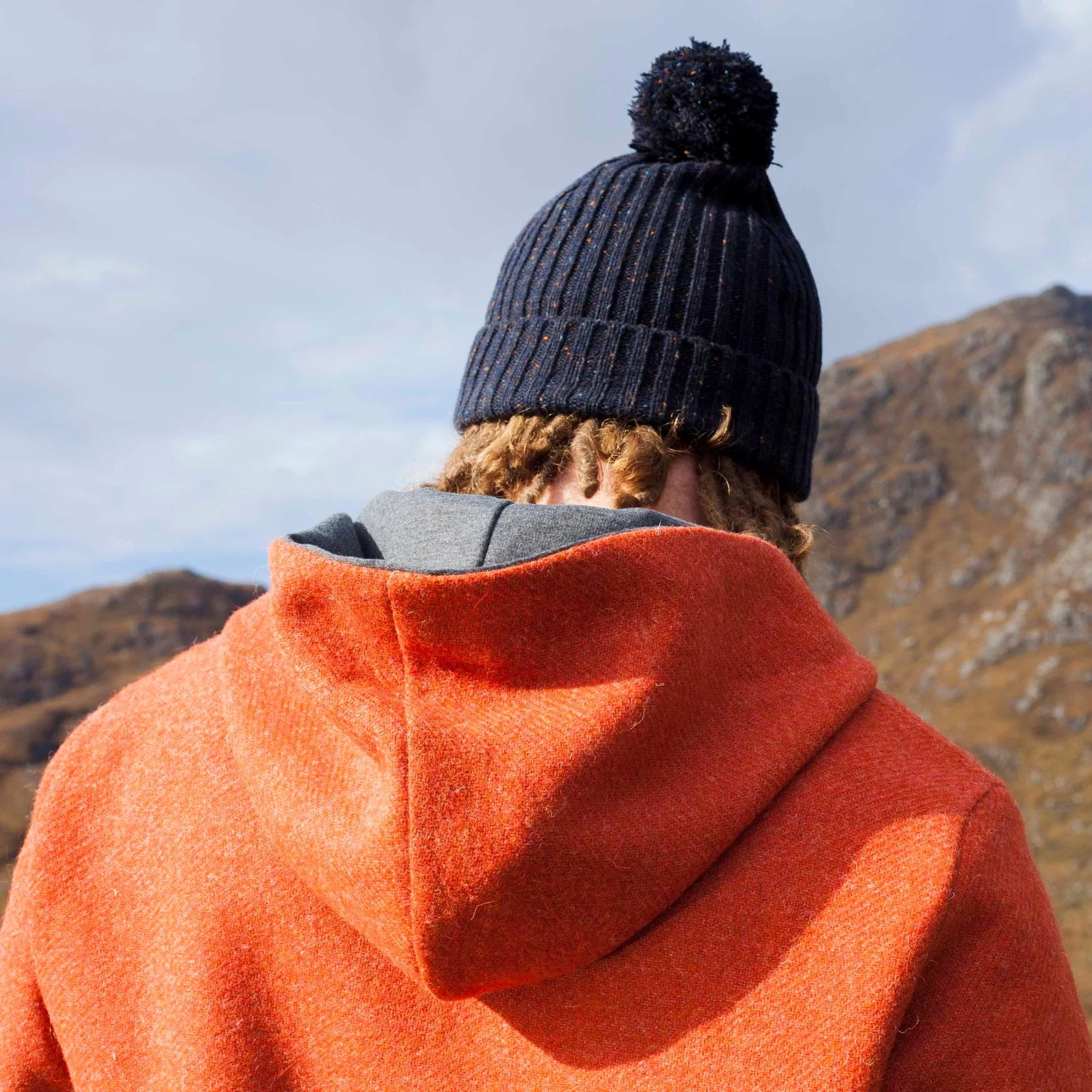 Orange Harris Tweed Hoody