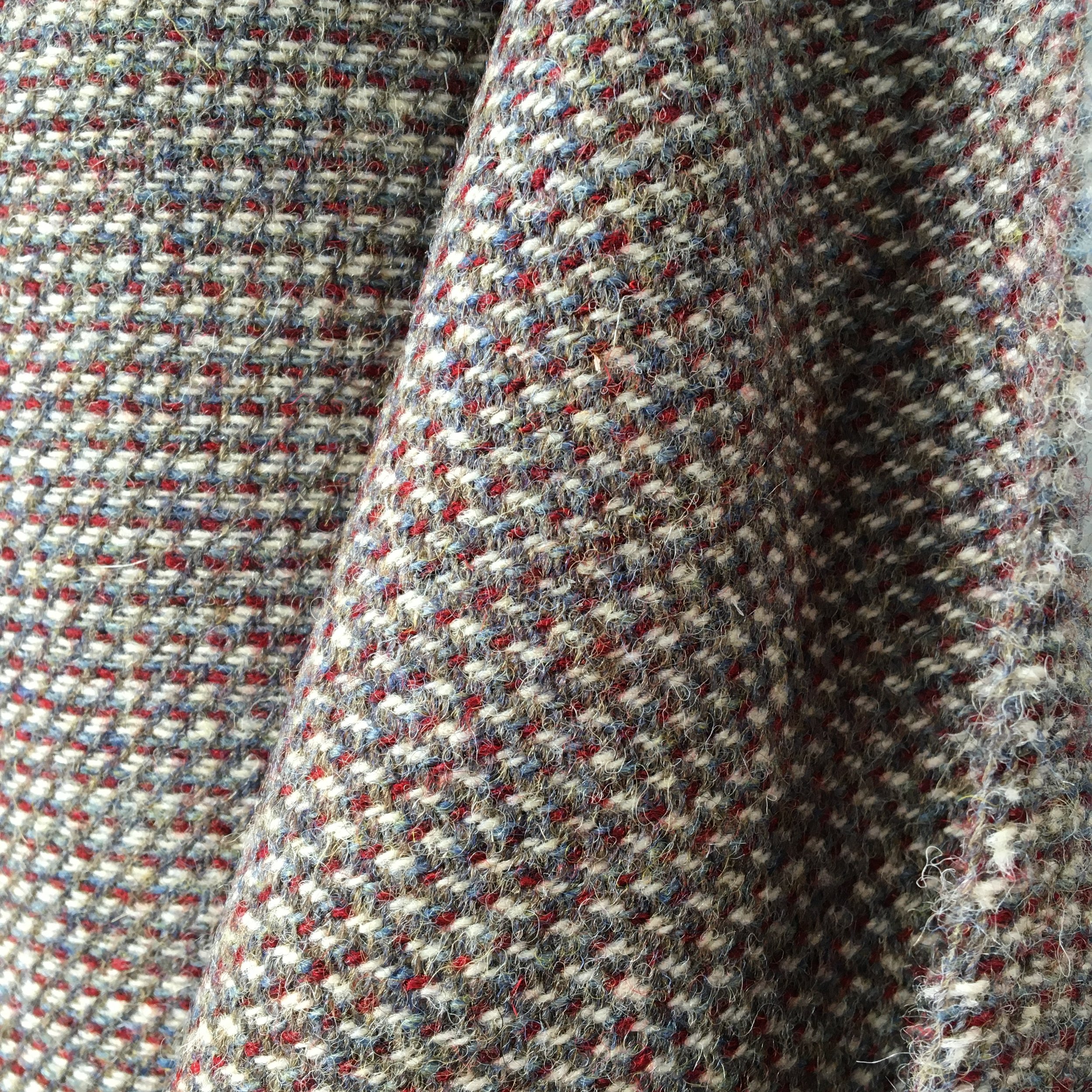 Harris Tweed Scarf in Light Grey Blue With a John Lewis Fabric 