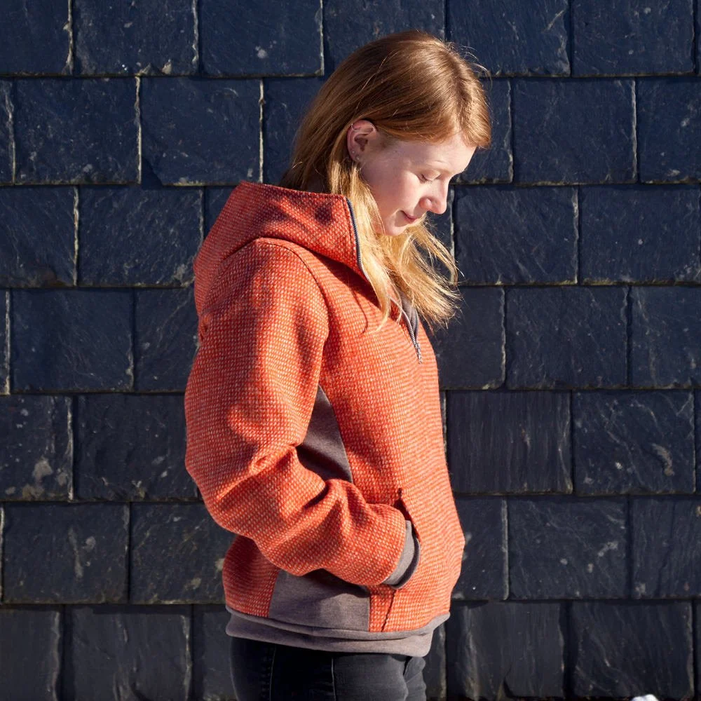Orange Harris Tweed Hoody