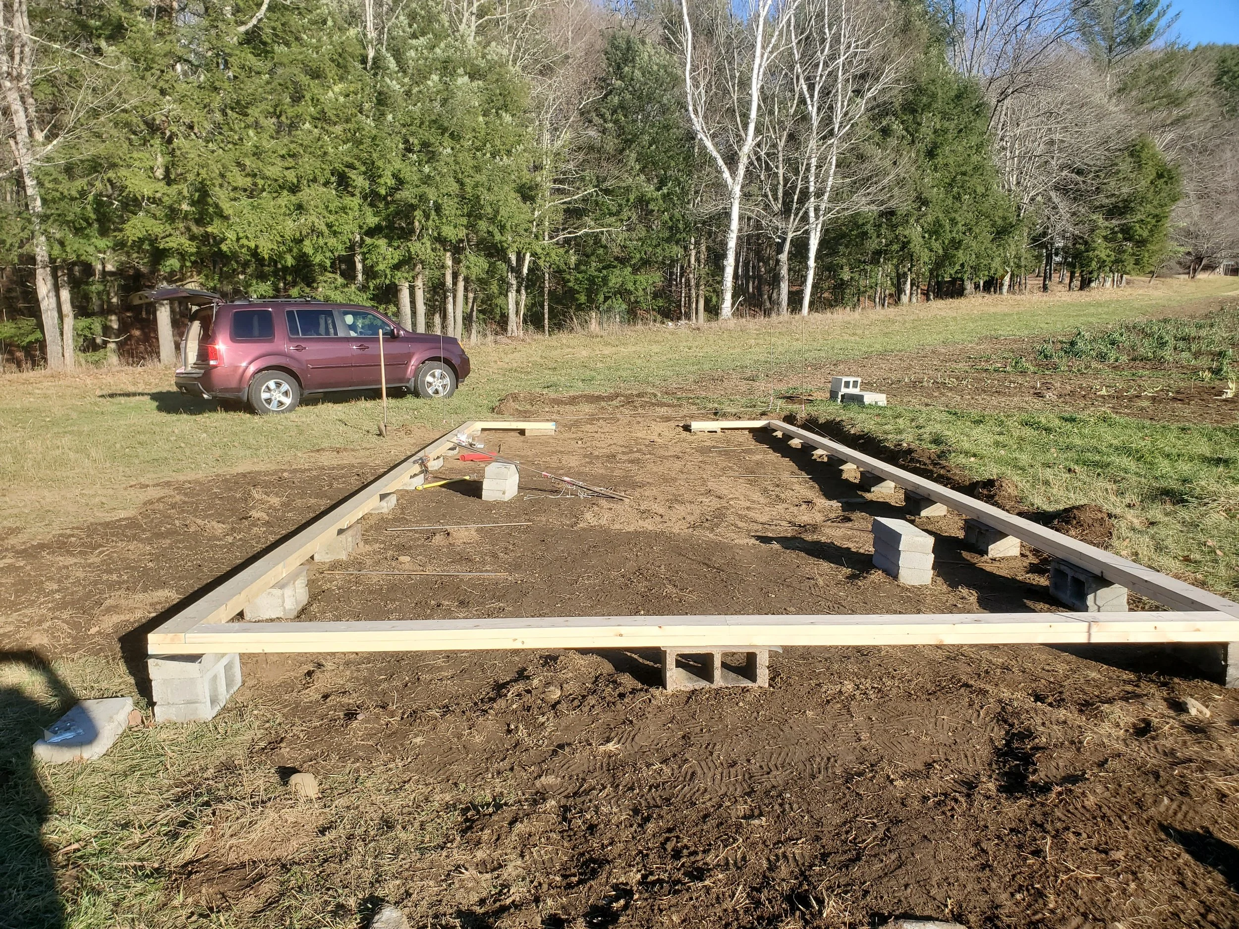 Foundation with footing in place