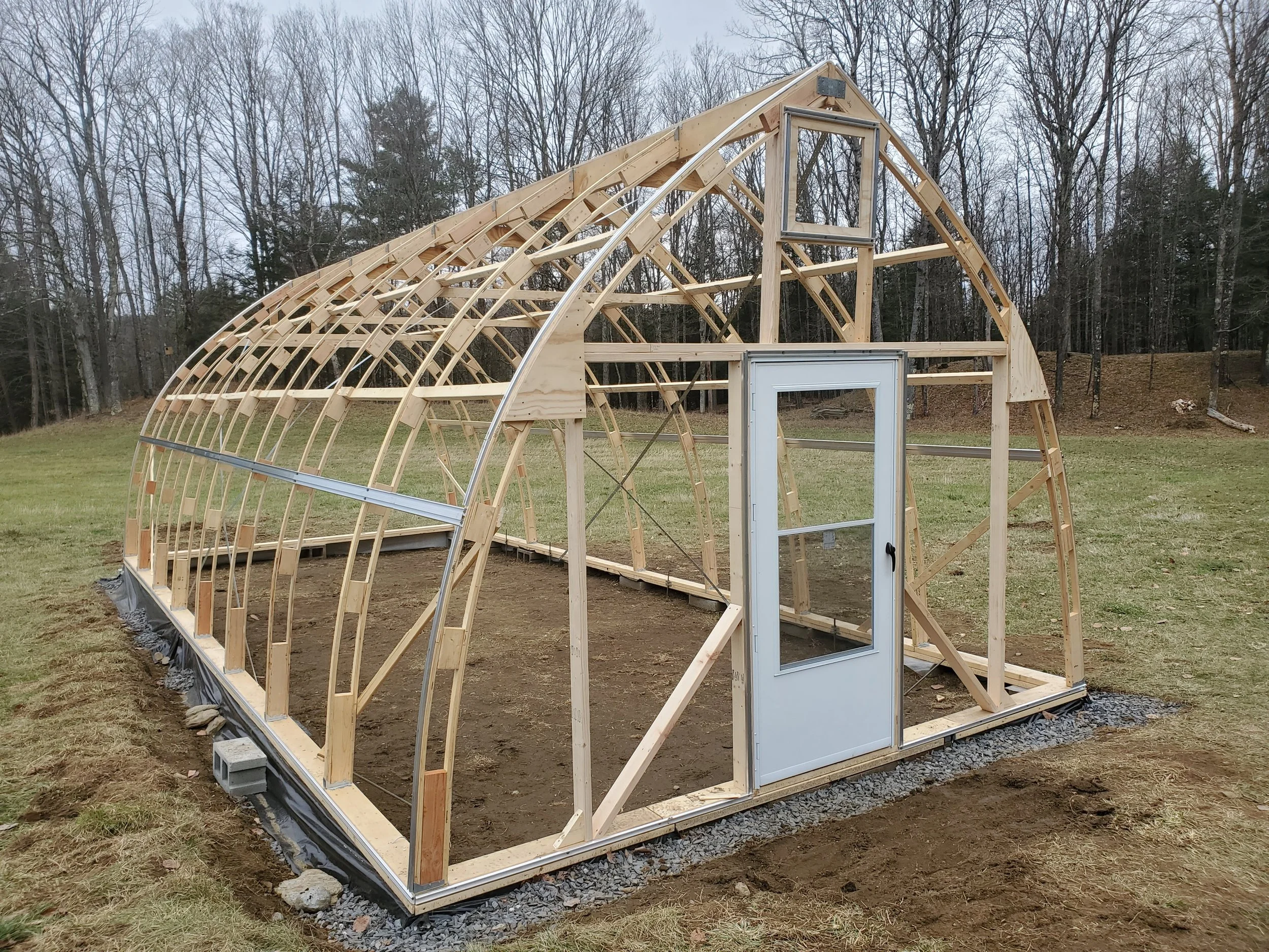 Front door and eave vent is framed in and "wiggle wire" track is installed around all edges