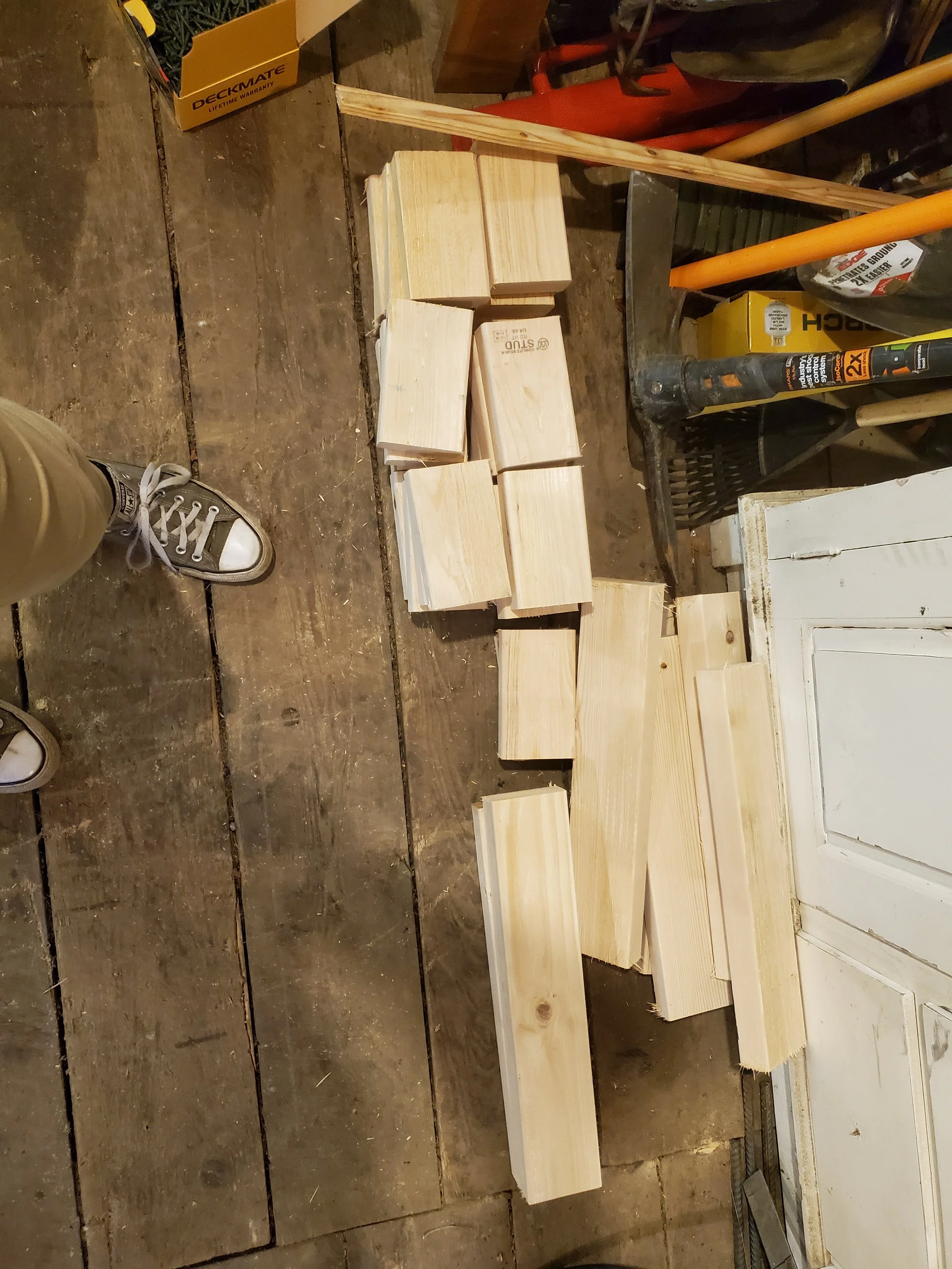 All of the spreader pieces cut and ready for assembly