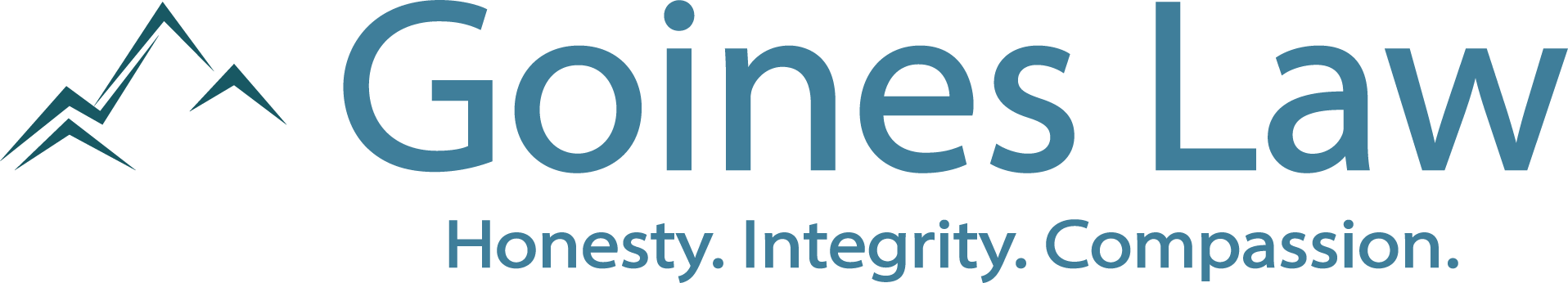 Gaines Law logo with mountain peaks and text that reads "Gaines Law" and tagline "Honesty. Integrity. Compassion."