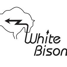 Logo featuring a stylized outline of a bison with an arrow on its back and a lightning bolt through its body, accompanied by the text 'White Bison'.