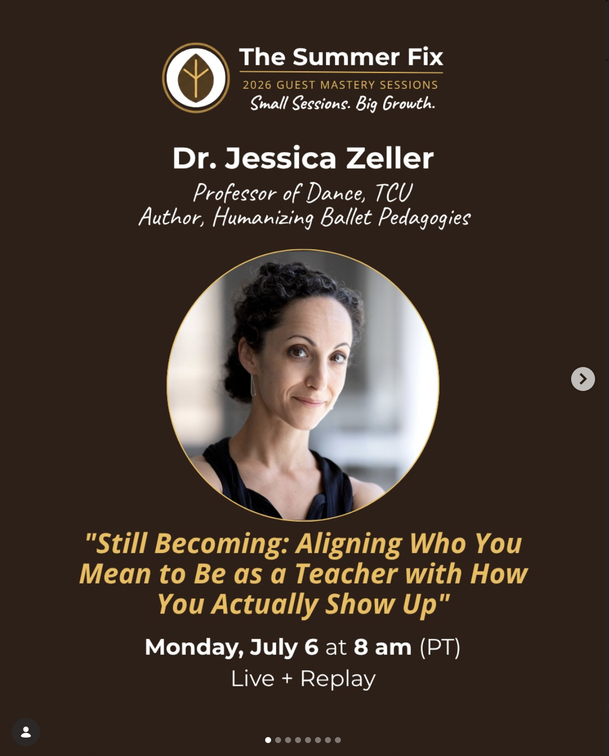 Ballet Reeducation: The Summer Fix series. Workshop and discussion with ballet educators. July 2026.