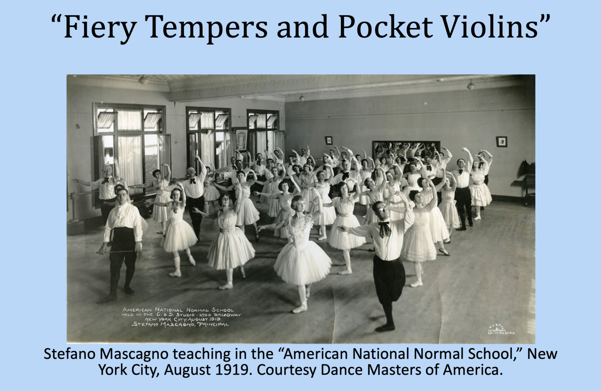 Co-Presentation: "Fiery Tempers and Pocket Violins: Four Italian Ballet Pedagogues in Turn-of-the-Century America." Part of The Italian Influence on Ballet Training in America: A Longitudinal View, with Sharon Oberst. CORPS de Ballet, International c