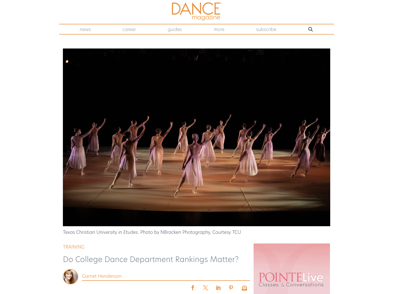 Dance Magazine. “Do College Dance Department Rankings Matter?” By Garnet Henderson. February 2022.