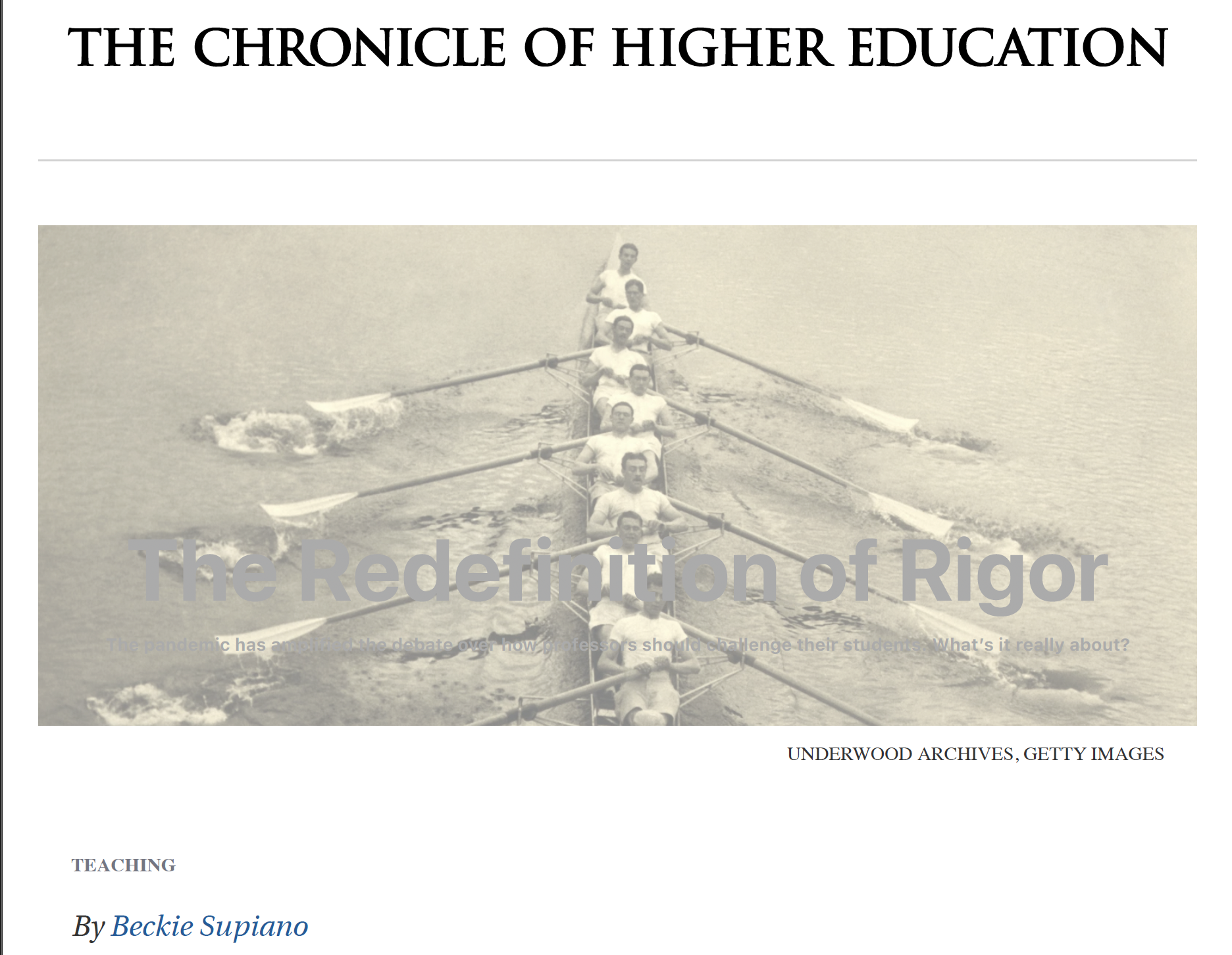 The Chronicle of Higher Education. “The Redefinition of Rigor.” By Beckie Supiano. March 29, 2022.