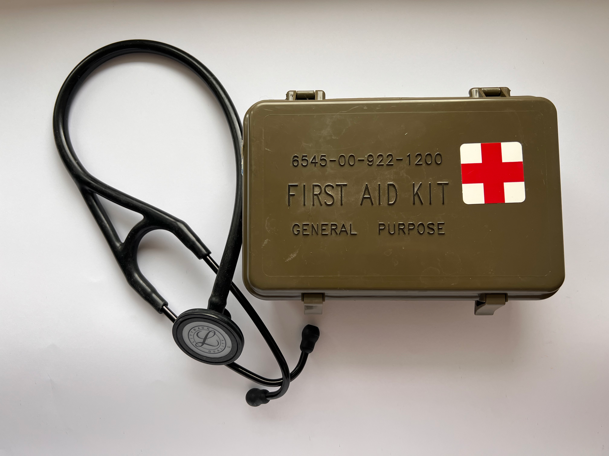 physician tool kit stethoscope and first aid kit