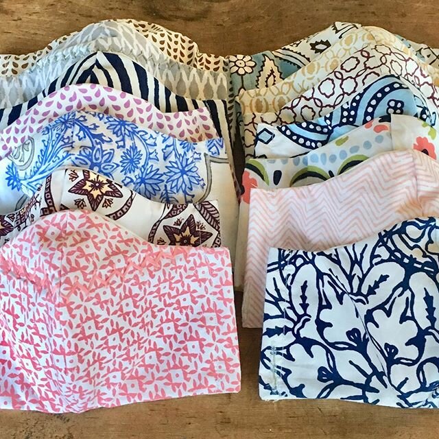 New batch of masks! #madeonmaui from @johnrobshaw fabric samples. 💯 % cotton percale for comfort and protection.  Store open today 11-4.  Come see Vanessa and shop 20% off bedding,clothing and jewelry.