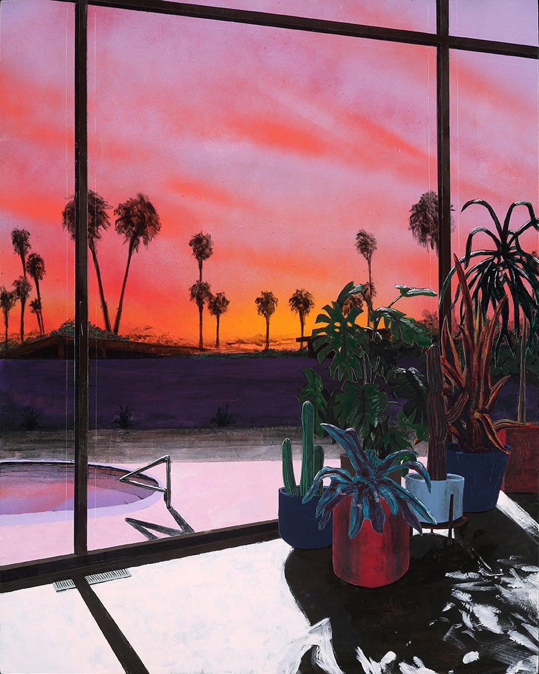 Throwing it back to 2020 today with this painting titled Sunset with Pool.. we were all stuck inside and California was on fire. Ahh the memories. This painting was an attempt to make the proverbial lemonade. #sunset #painting #throwbackthursday