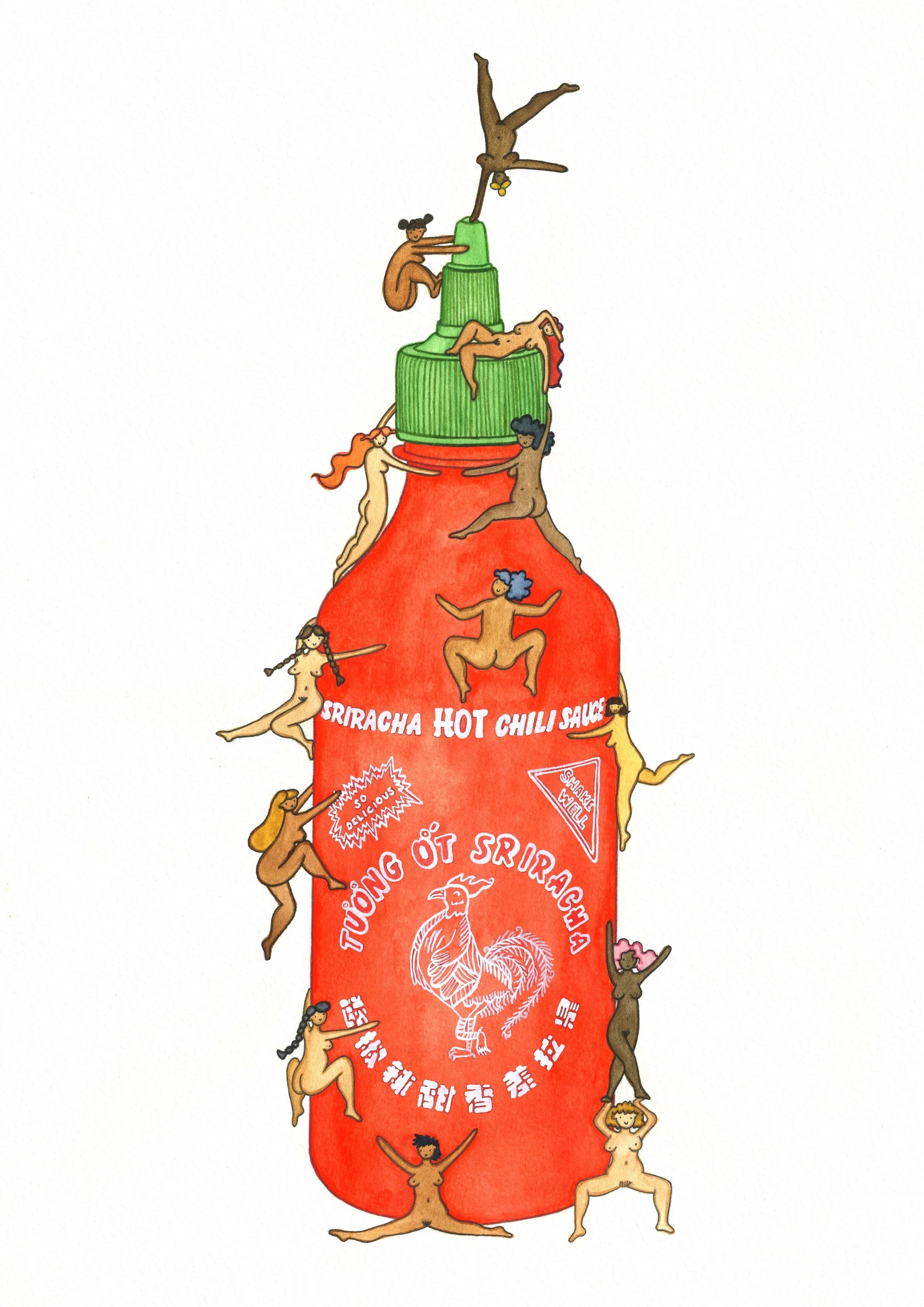'Sriracha', 29.7x42cm, watercolour on French coldpress cotton paper