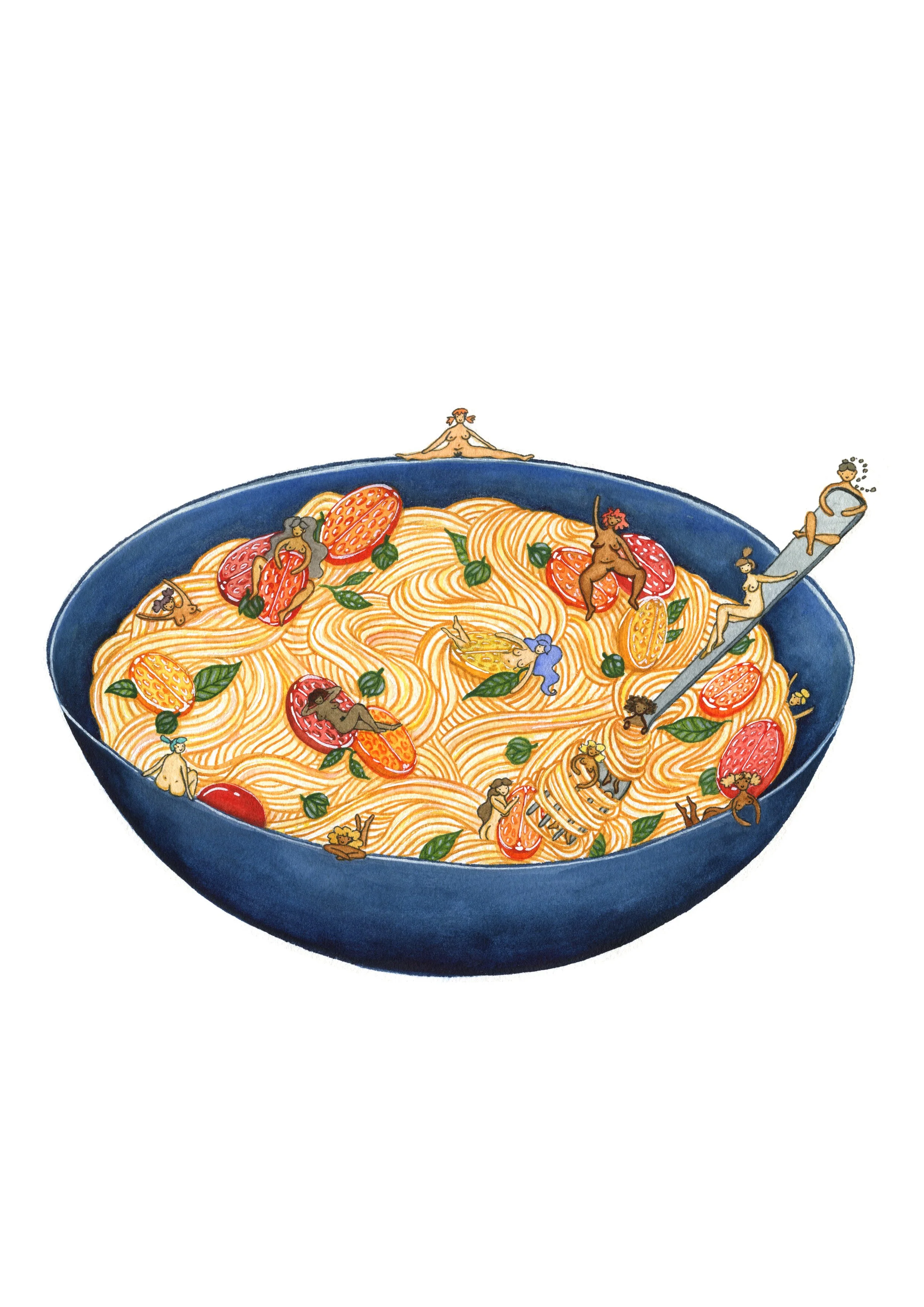 'Pasta Primavera', 29.7x42cm, watercolour on French coldpress cotton paper