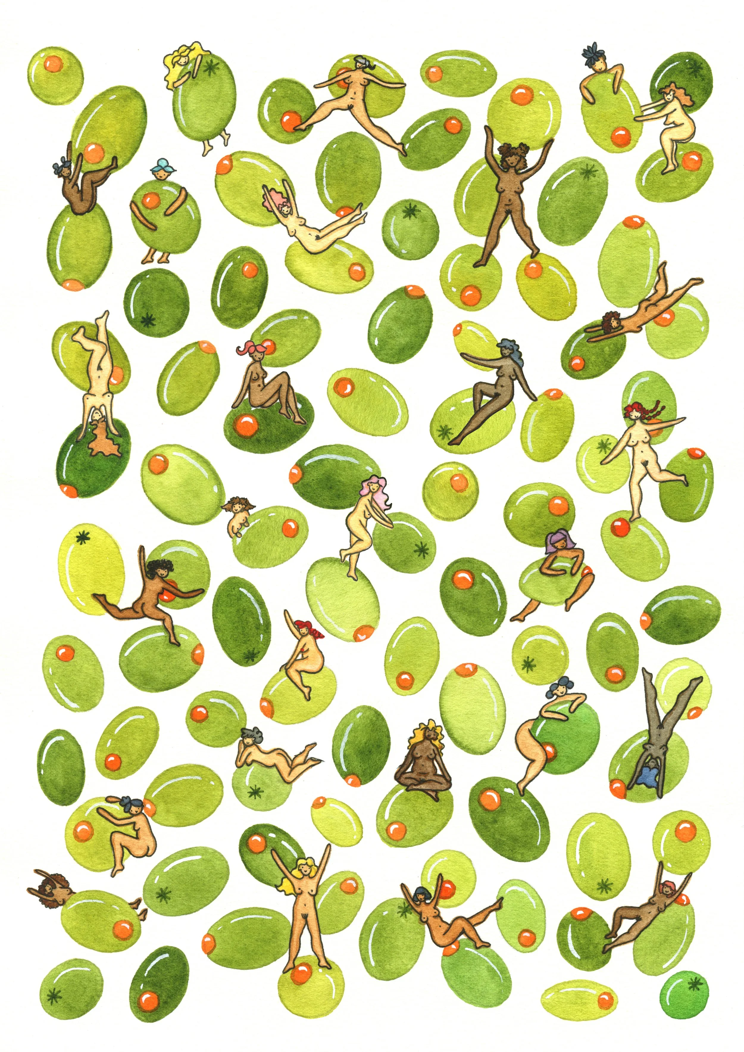'Olives', 29.7x21cm, watercolour on French coldpress cotton paper