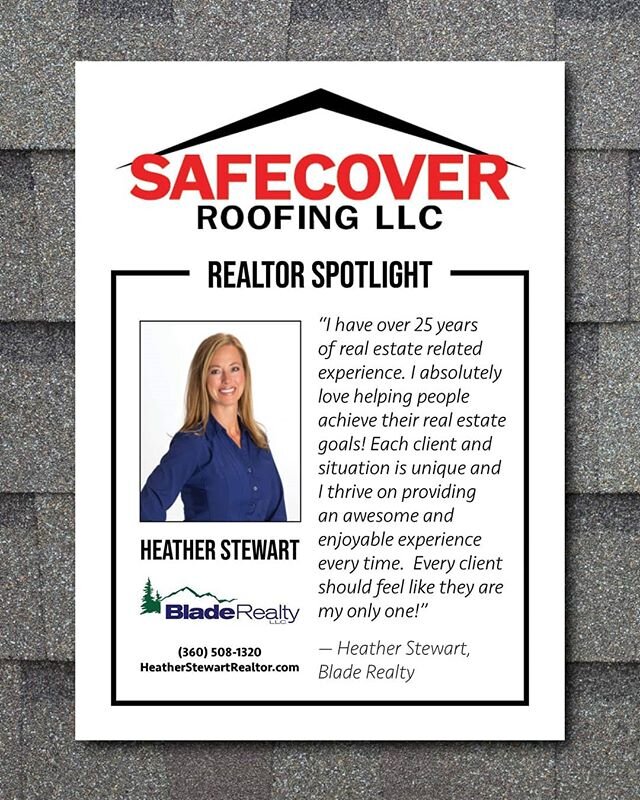 Monthly Realtor Spotlight: Heather Stewart with Blade Realty! Thank you for supporting Safecover Roofing with all of your referrals! 👏