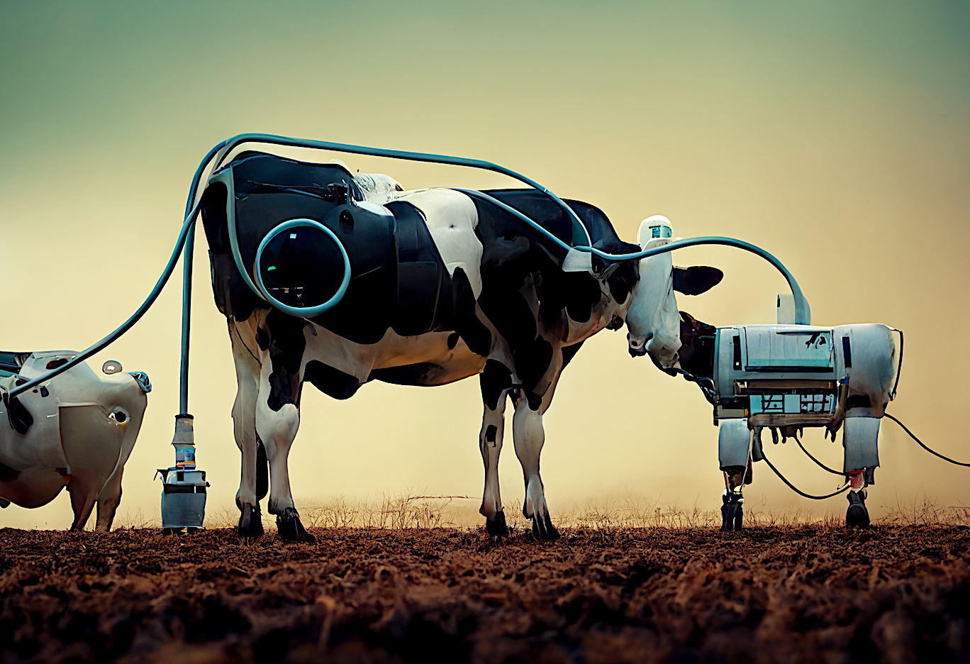 Cheeky_a_robotic_cow_being_milked_by_a_farmer_on_a_futuristic_c_df2ec247-9477-4c9a-8c96-3d913cd65d3e.png