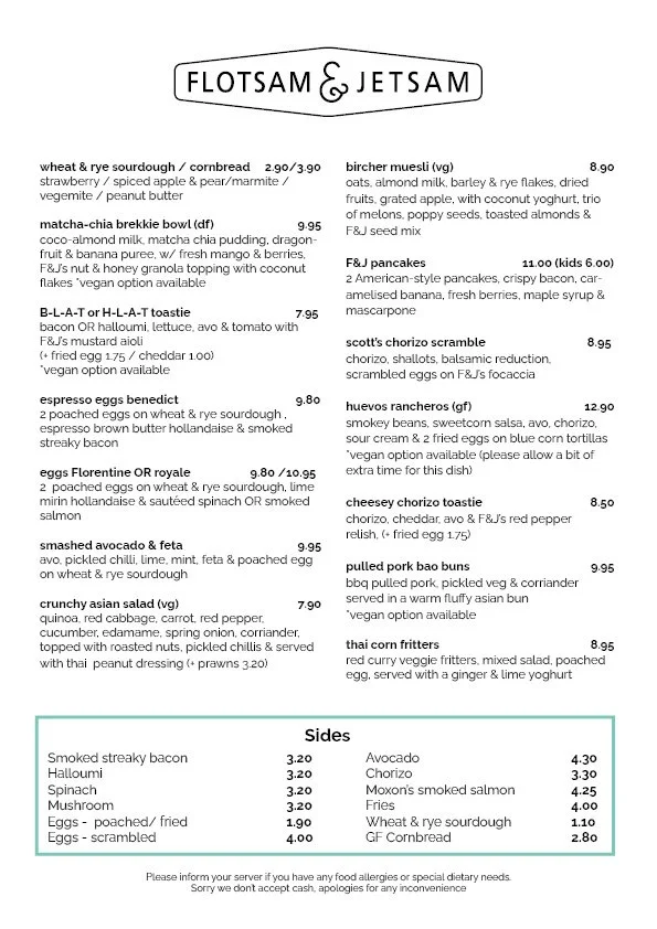 Flotsam And Jetsam Wandsworth Menu at Victor Stanton blog