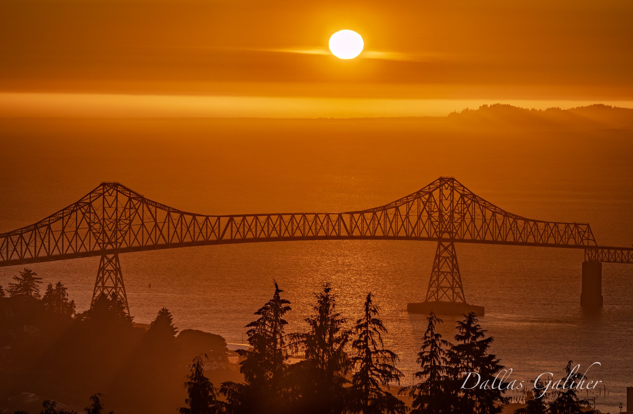 Astoria Column sunset Megler bridge view
