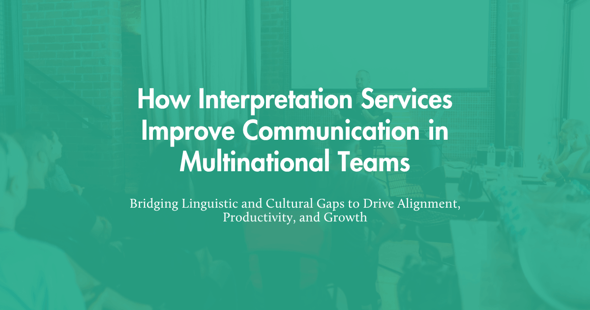 Professional interpreter facilitating clear communication among multinational team members during an international business meeting