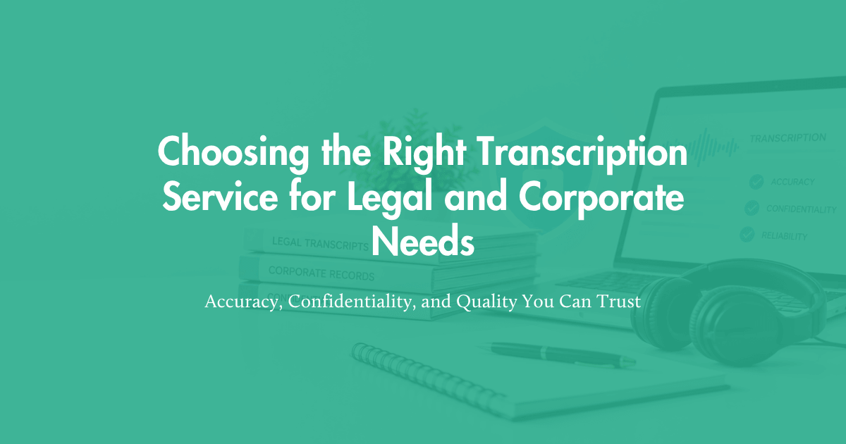 Professional transcription services for legal and corporate needs, focused on accuracy, confidentiality, and reliable documentation.