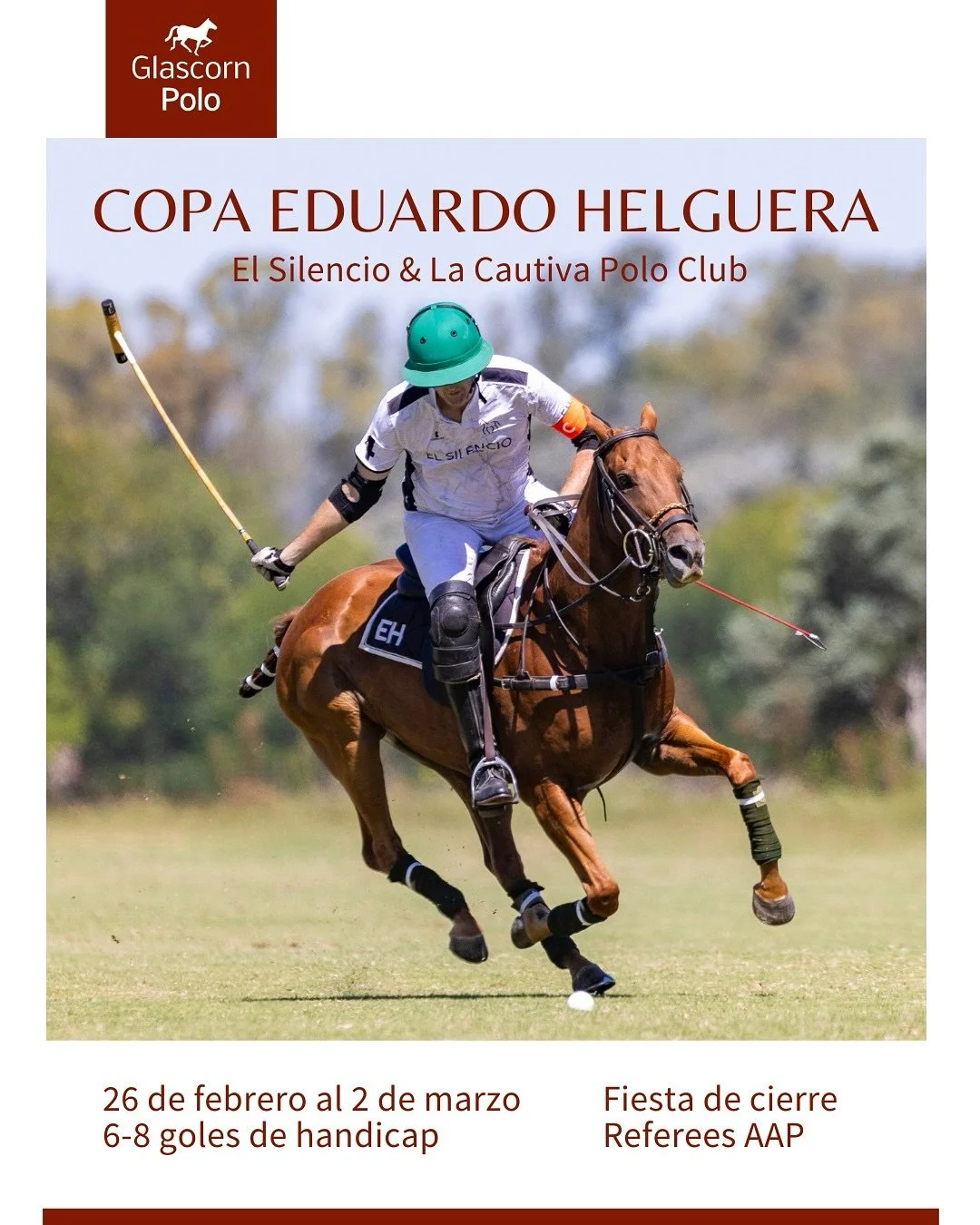 🏆 Copa Eduardo Helguera

Se viene la segunda edici&oacute;n del torneo emblem&aacute;tico en homenaje al fundador de El Silencio Polo, Eduardo Helguera.

&iexcl;Los esperamos del 26 de febrero al 2 de marzo en @elsilenciopolo y La Cautiva Polo Club!