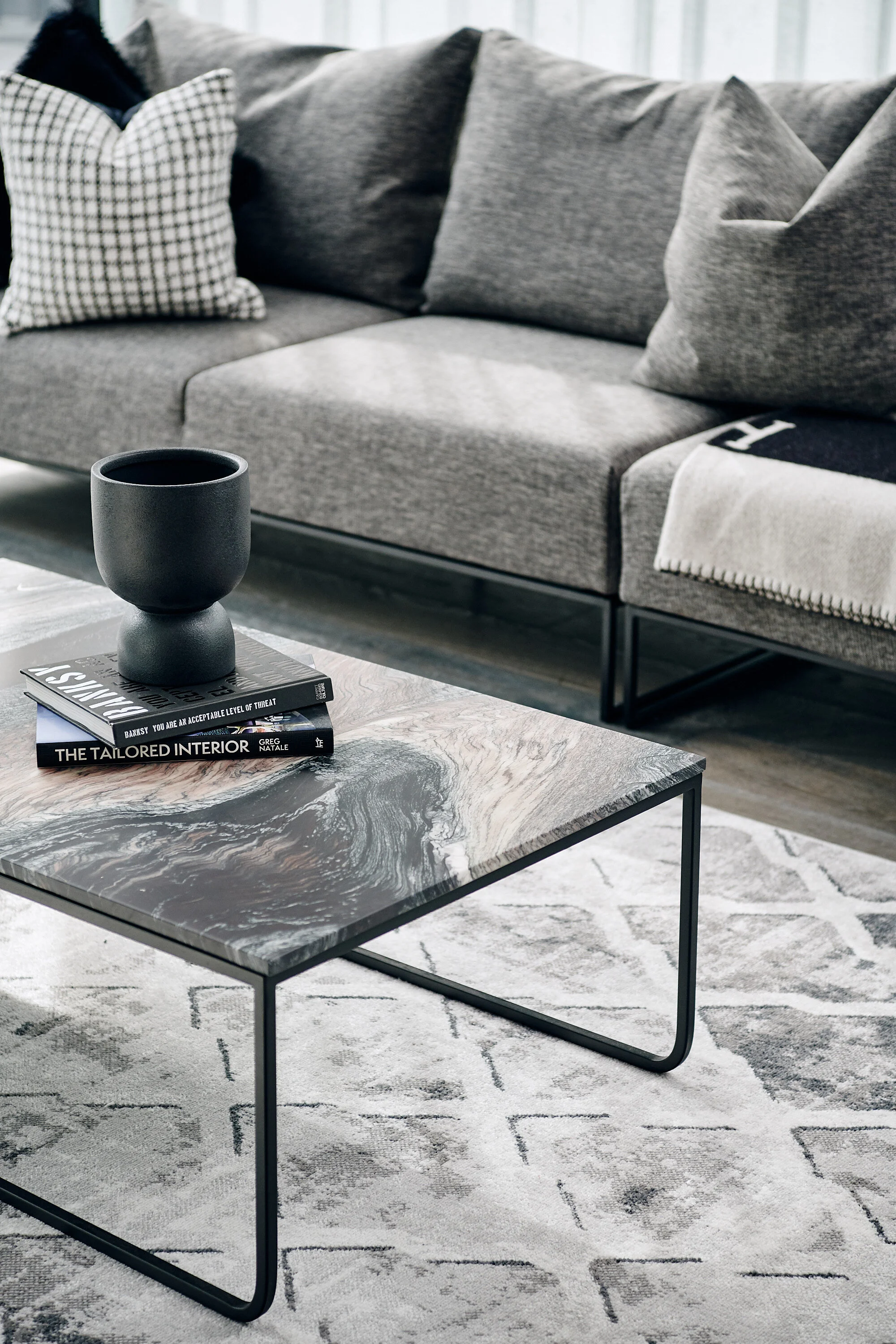 Coffee table vignette - books and vase