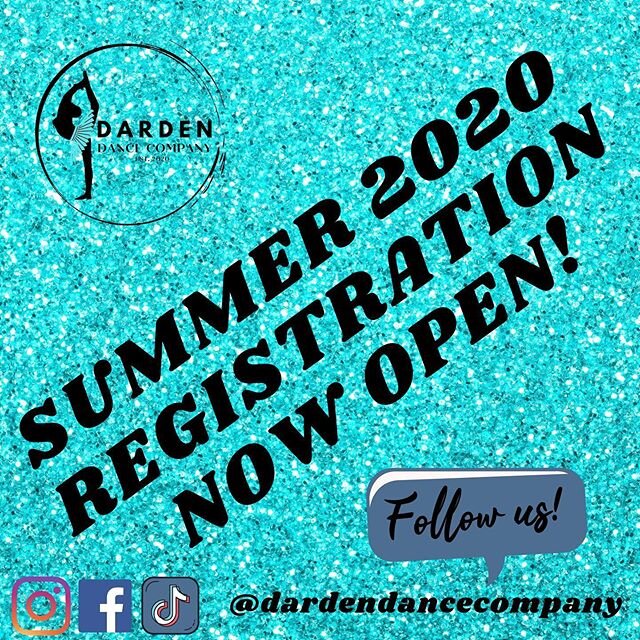 ⬇️⬇️REGISTRATION FOR SUMMER 2020 IS NOW OPEN⬇️⬇️ https://app.jackrabbitclass.com/regv2.asp?id=540954