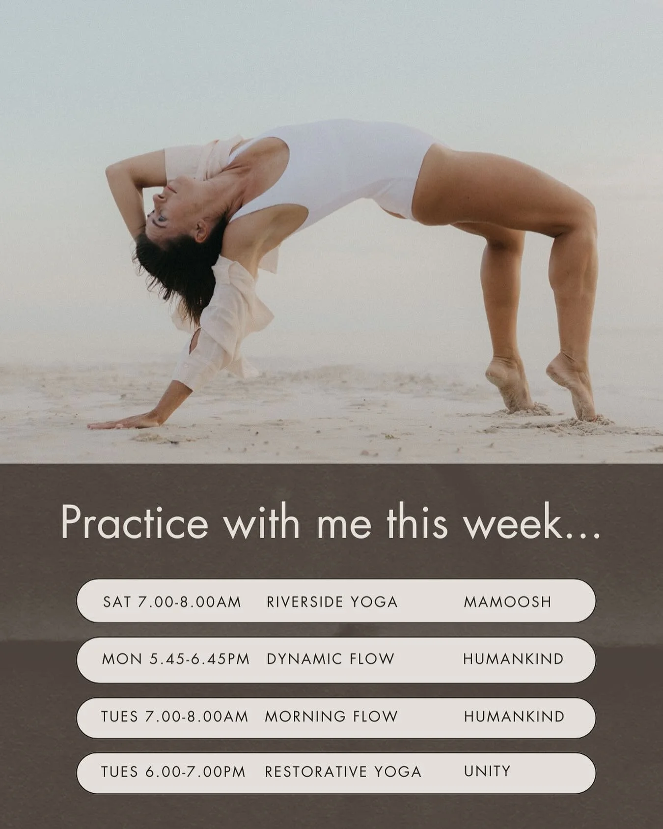 Several chances for us to move together this week! My regulars:

🌞 Tuesday 7-8am - Morning flow @thehumankindcommunity  Brighton 

🌝 Tuesday 6-7pm - Relax &amp; restore yoga @unitylewes  Lewes 

🦦 Saturday 7-8am - Community riverside yoga @mamoosh