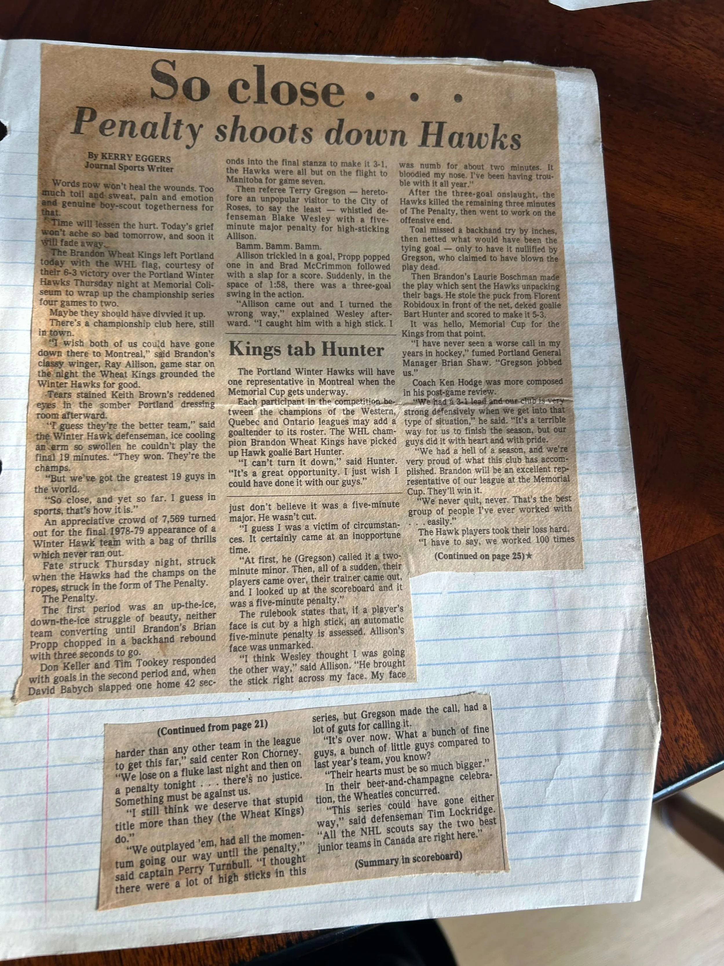 Newspaper article: So close