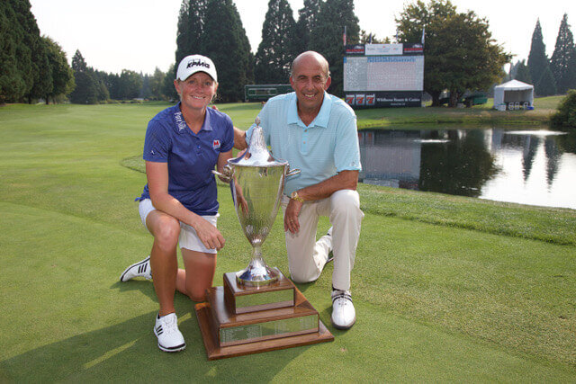 Tom Maletis with 2017 Cambia Portland Classic champion Stacy Lewis (Courtesy Tom Maletis)