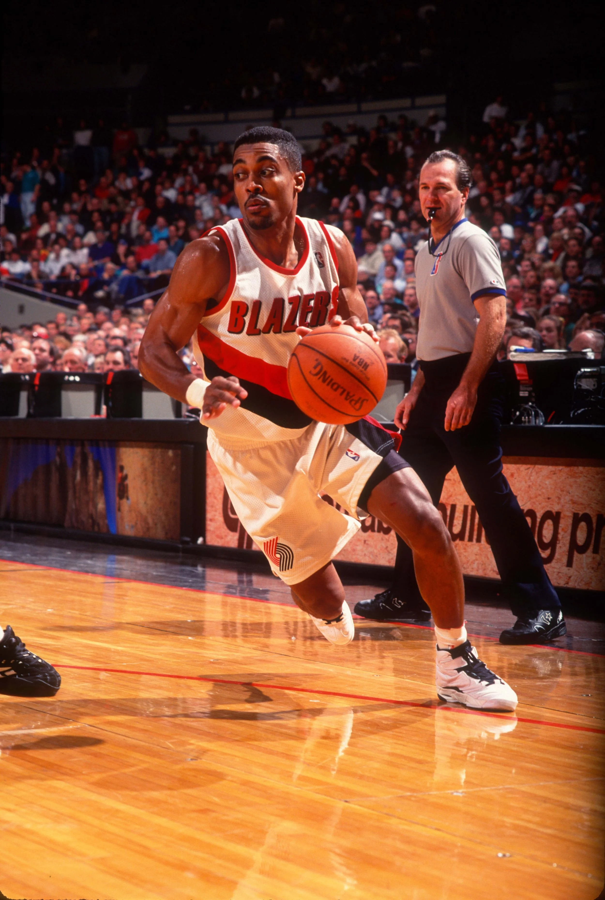 Strickland led the Blazers four straight seasons in assists and three in steals from 1992-96 (courtesy Bruce Ely/Trail Blazers)