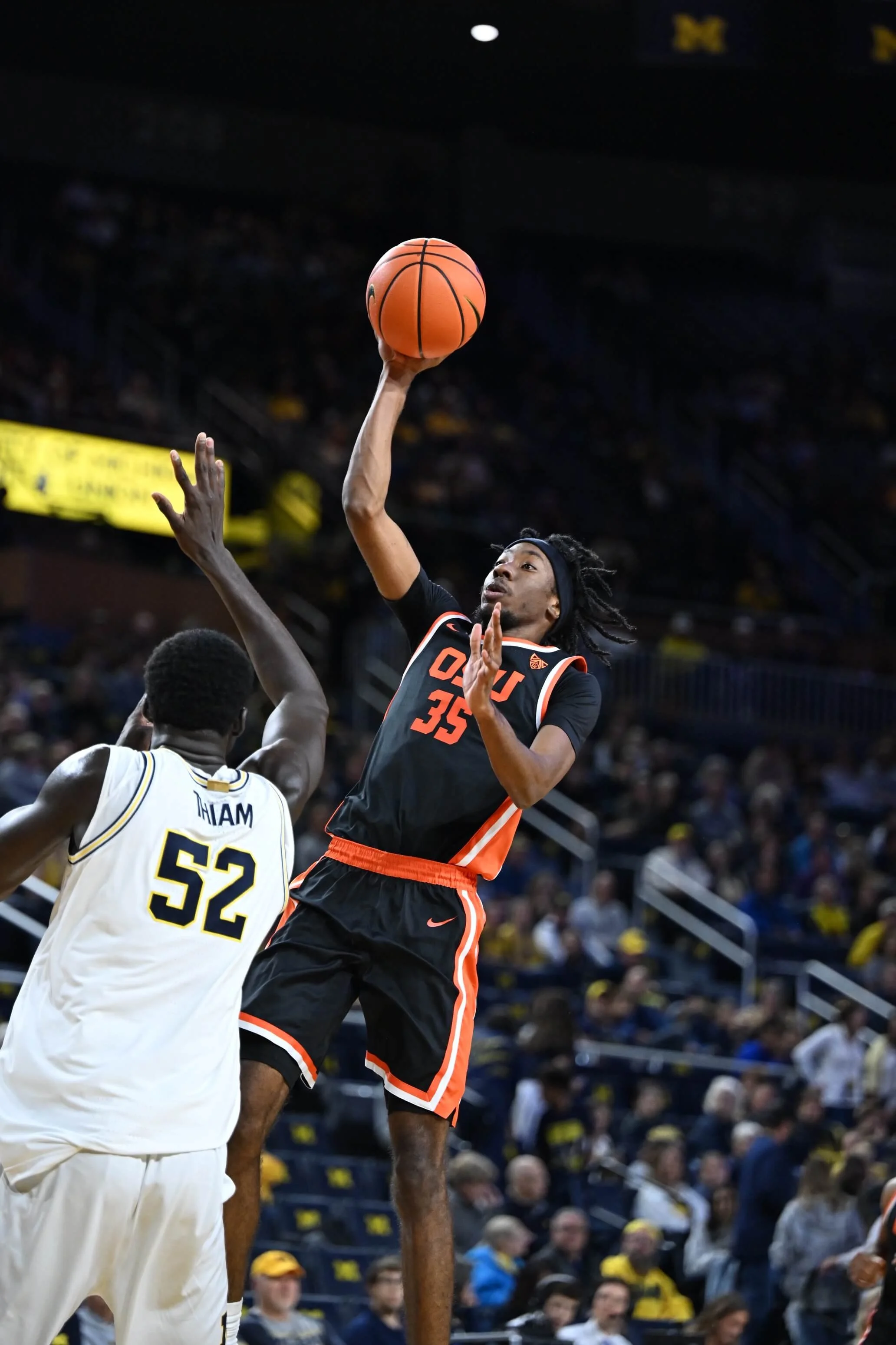 Fresno State transfer DeShawn Gory, who led Oregon State with 20 points and eight rebounds in the exhibition at Michigan, said “depth is the best part” of this Beaver team (courtesy OSU athletics)