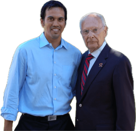 Spoelstra with the late Bill Schonely at the induction ceremony for Erik into the Jesuit High Sports Hall of Fame in 2023 (courtesy Jon Spoelstra)