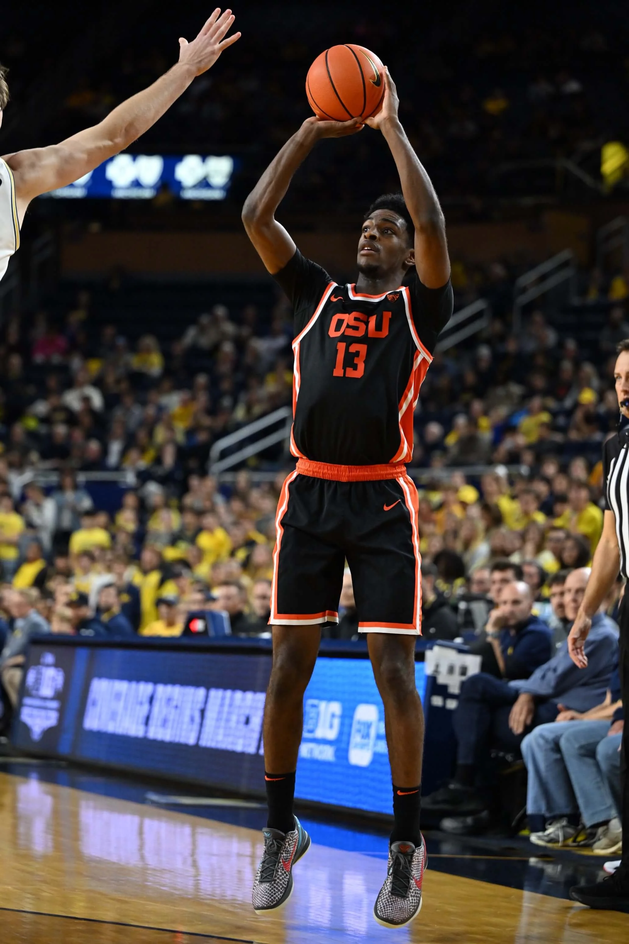 Joyner said USF transfer Legend Smiley, who sank five 3-pointers in the exhibition at Michigan, “has a well-rounded game. He is good defensively, and he can rebound, too” (courtesy OSU athletics)