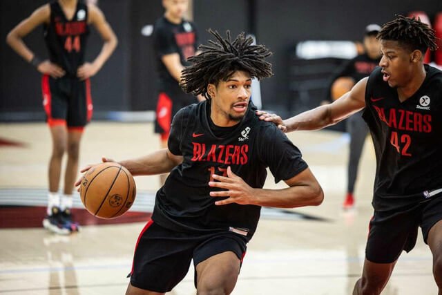 Shaedon Sharpe with Portland Trail Blazers for NBA summer league