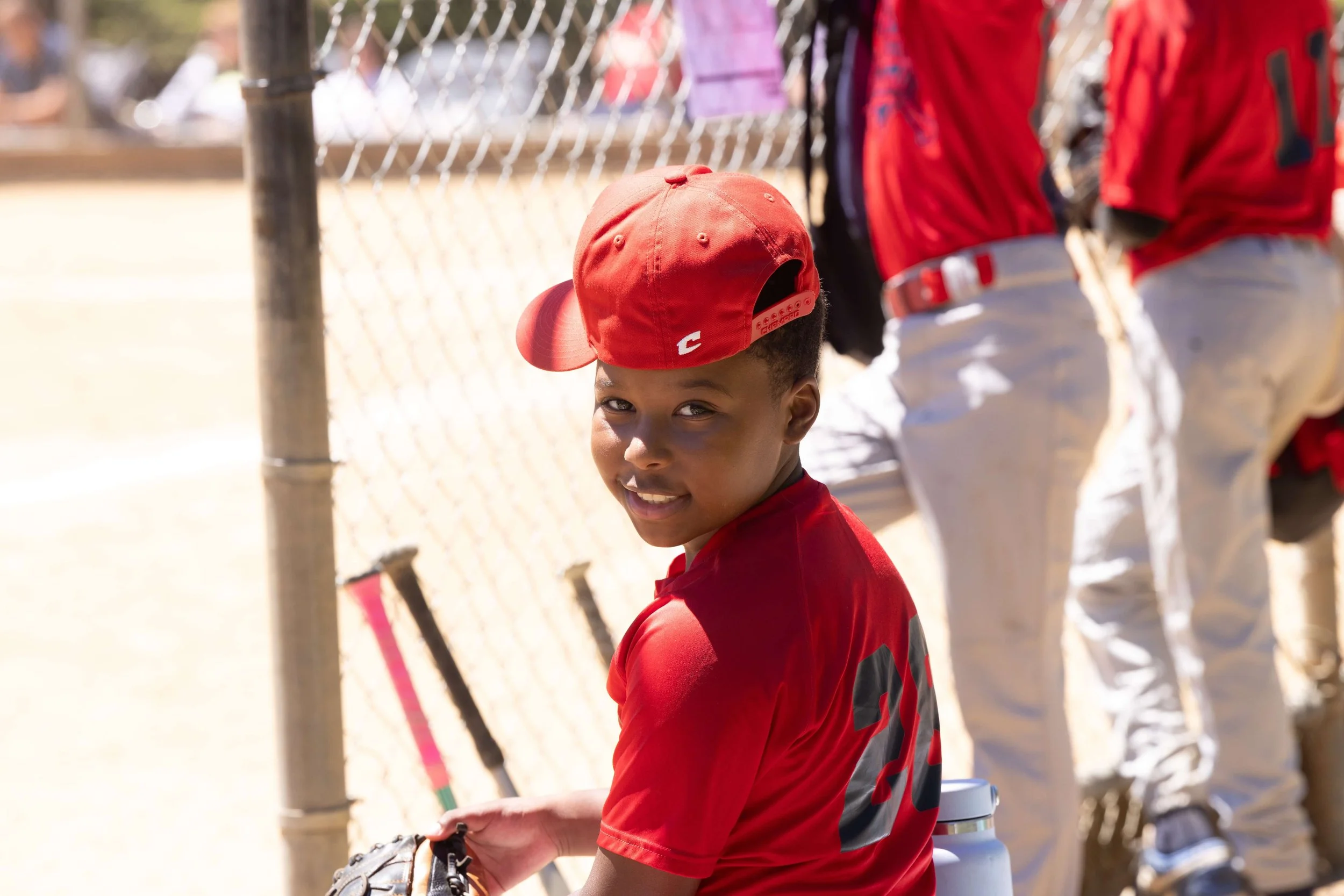 Extra Innings PDX teaches baseball fundamentals, but it is also about having fun, as Karter Lewis displays here (courtesy Antonio Harris)