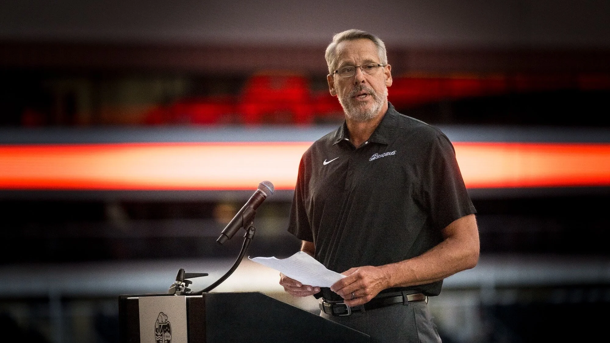 Scott Barnes, Oregon State’s athletic director since 2017, says “the chances are more than not” that he won’t finish a contract that runs through 2030 (courtesy OSU sports communications)