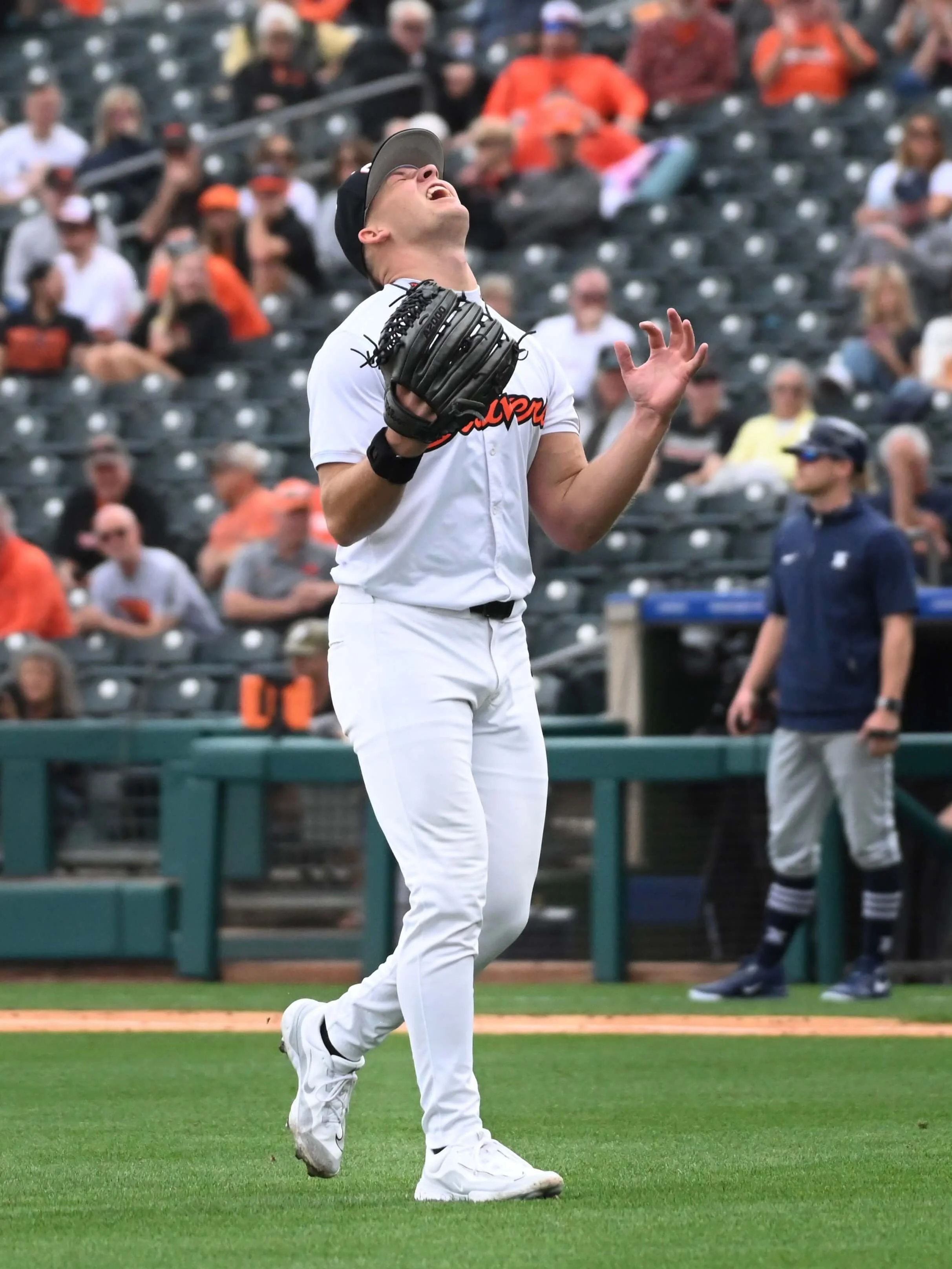 Southpaw hurler Nelson Keljo thanks the stars after an inning-ending strikeout in 2025 (courtesy Dominic Cusimano)