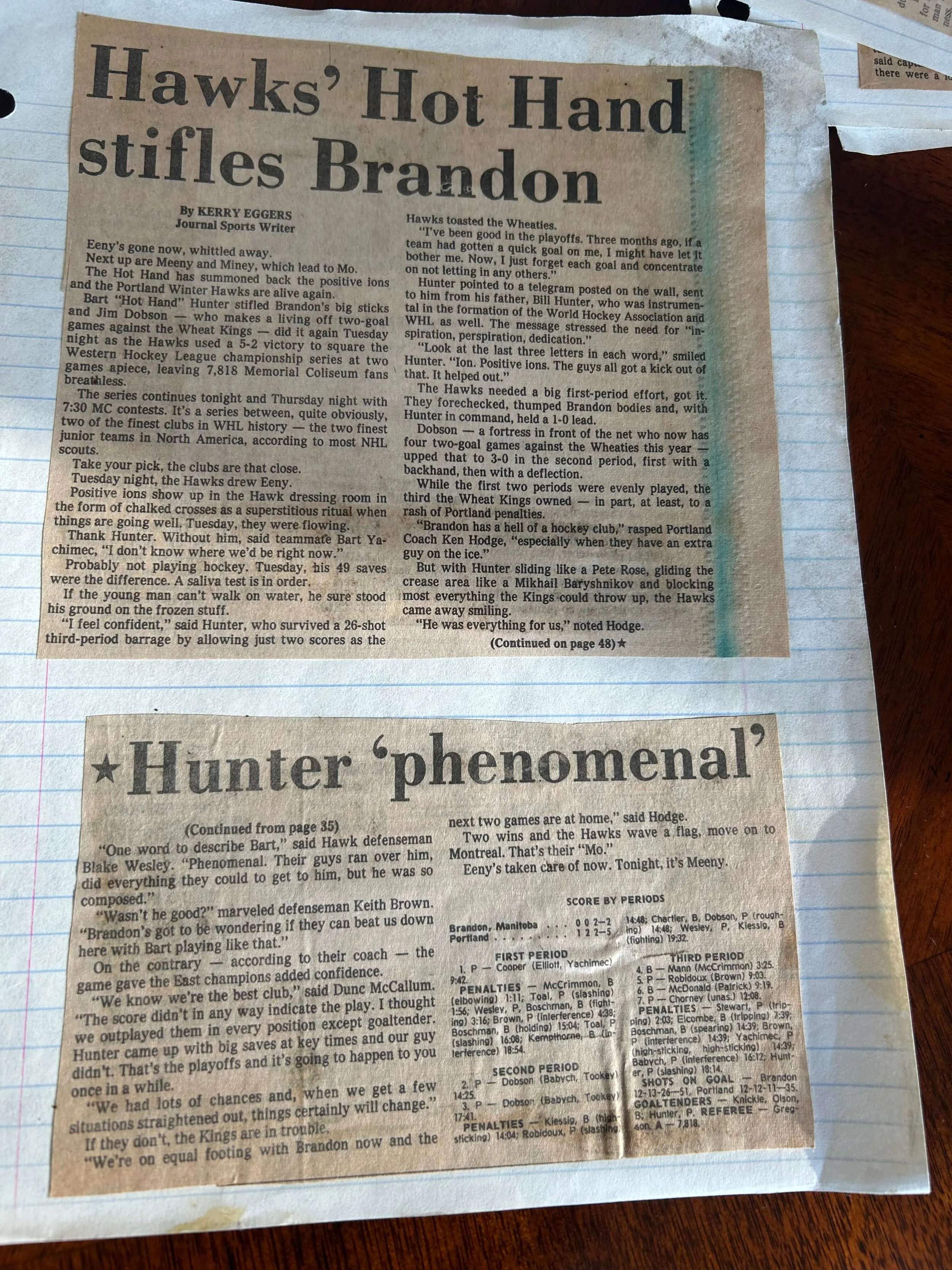 Newspaper article: Hawks hot hand stifles Brandon