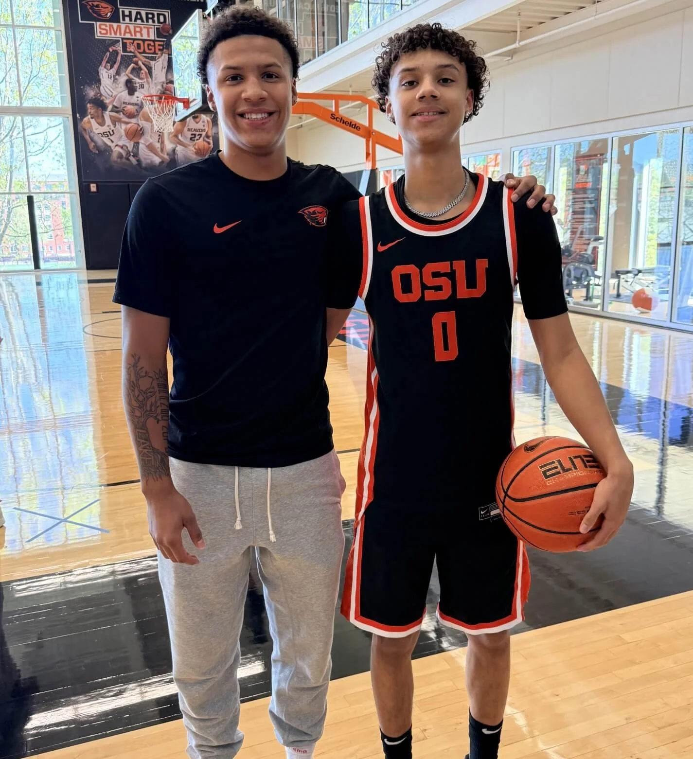 Josiah Lake II (left) and younger brother Jemai will realize a childhood dream of playing basketball together at Oregon State (courtesy Josiah Lake Sr.)