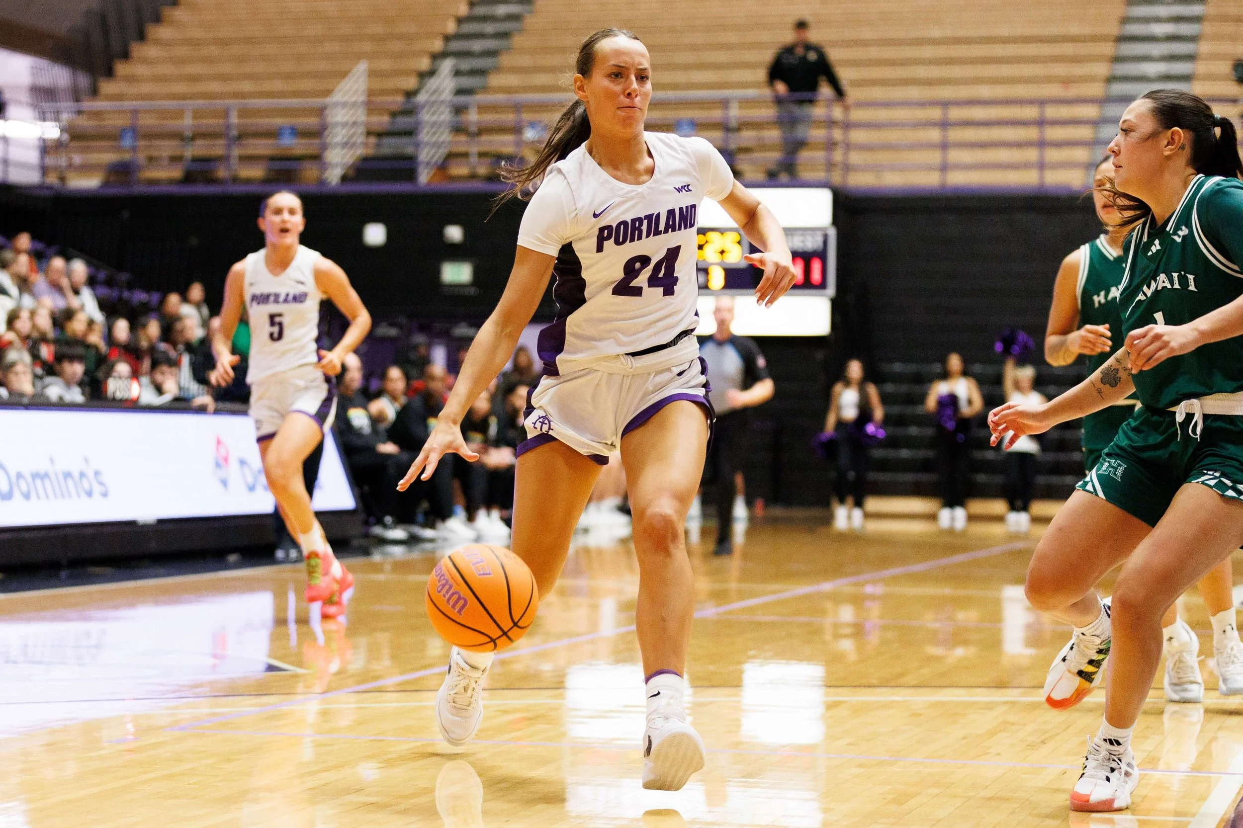 Senior guard Maisie Burnham collected 21 points, six rebounds and six assists in a losing cause for the Pilots against Oregon State (courtesy UP sports communications)