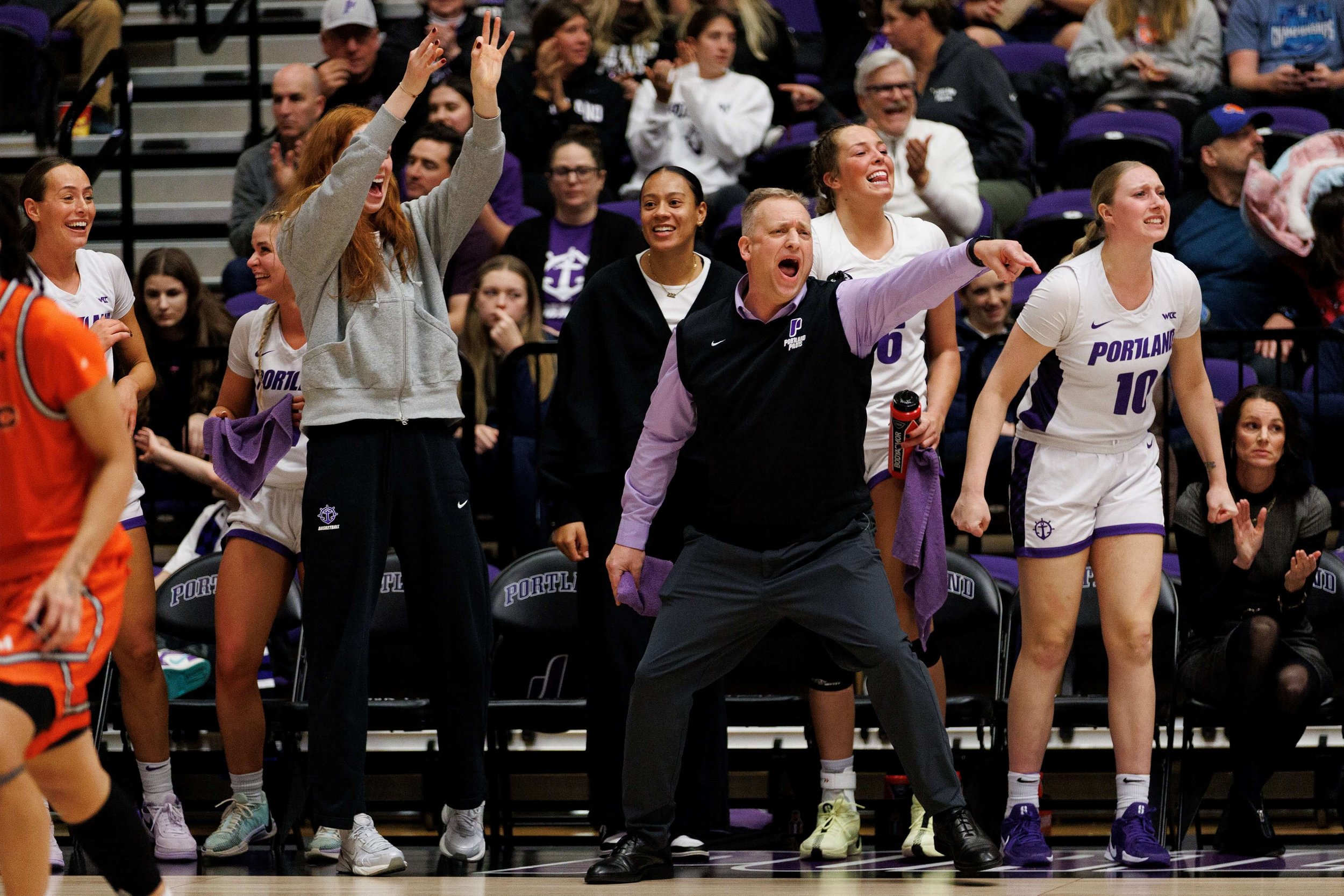 Coach Michael Meek has turned Portland basketball into a force in the WCC in his six seasons on The Bluff (courtesy UP sports communications)