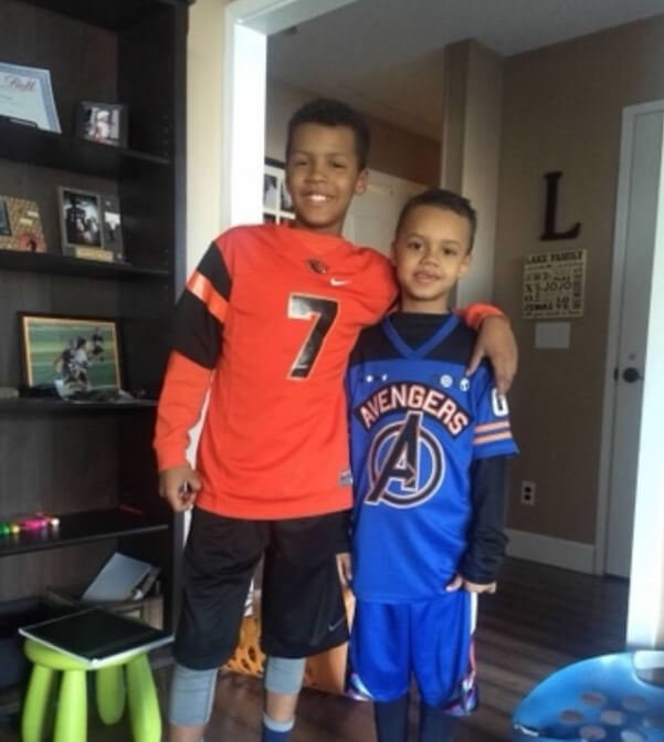 As youngsters, Josiah II (left) and Jemai were Beaver fans because of their father’s legacy (courtesy Josiah Lake Sr.)