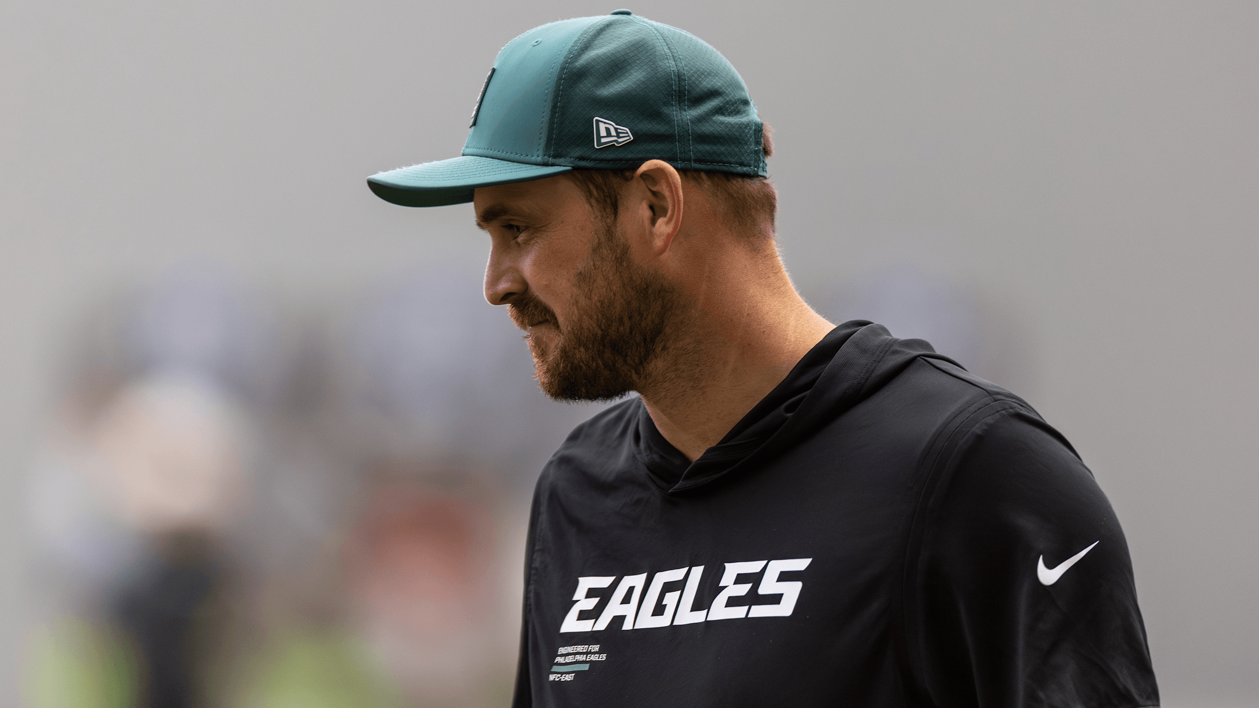Baltimore’s Declan Doyle (30) is the NFL’s youngest offensive coordinator, but Philadelphia’s Sean Mannion (34) isn’t far behind (courtesy Philadelphia Eagles)