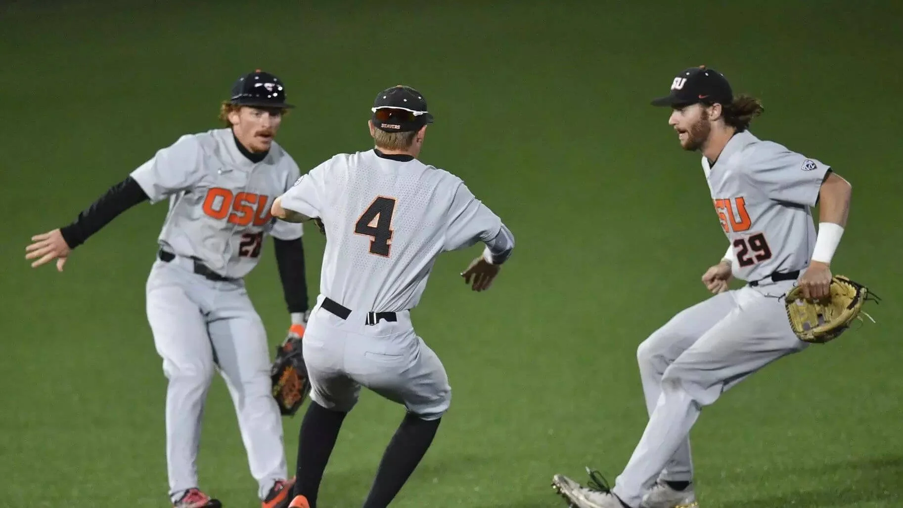 Boyd was part of a dream outfield at OSU that included Wade Meckler (left) and Jacob Melton (right) (courtesy OSU sports communications)